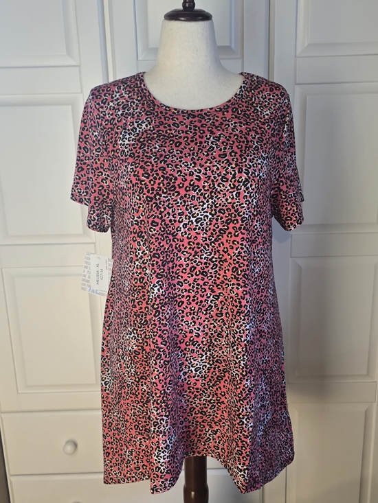 LuLaRoe Dresses & Skirts - LuLaRoe Pink Leopard Print Mini Dress Size L -XL